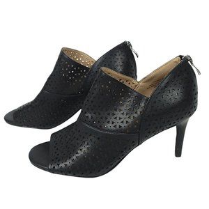 The Limited Lenra Heels Pumps Size 8M Open Toe Shoes Stiletto Zip Back Black